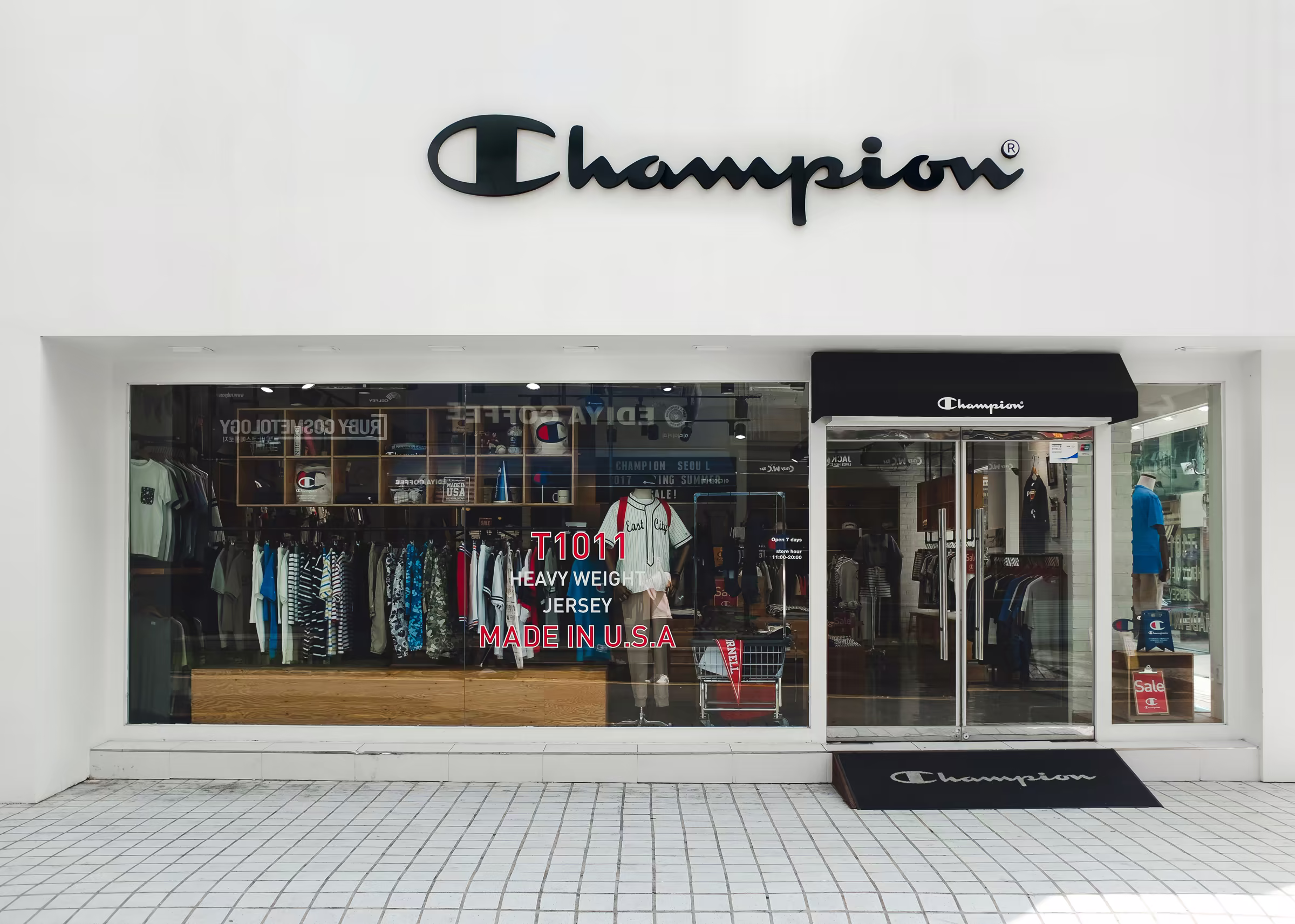 Champion storefront with channel-letter signage