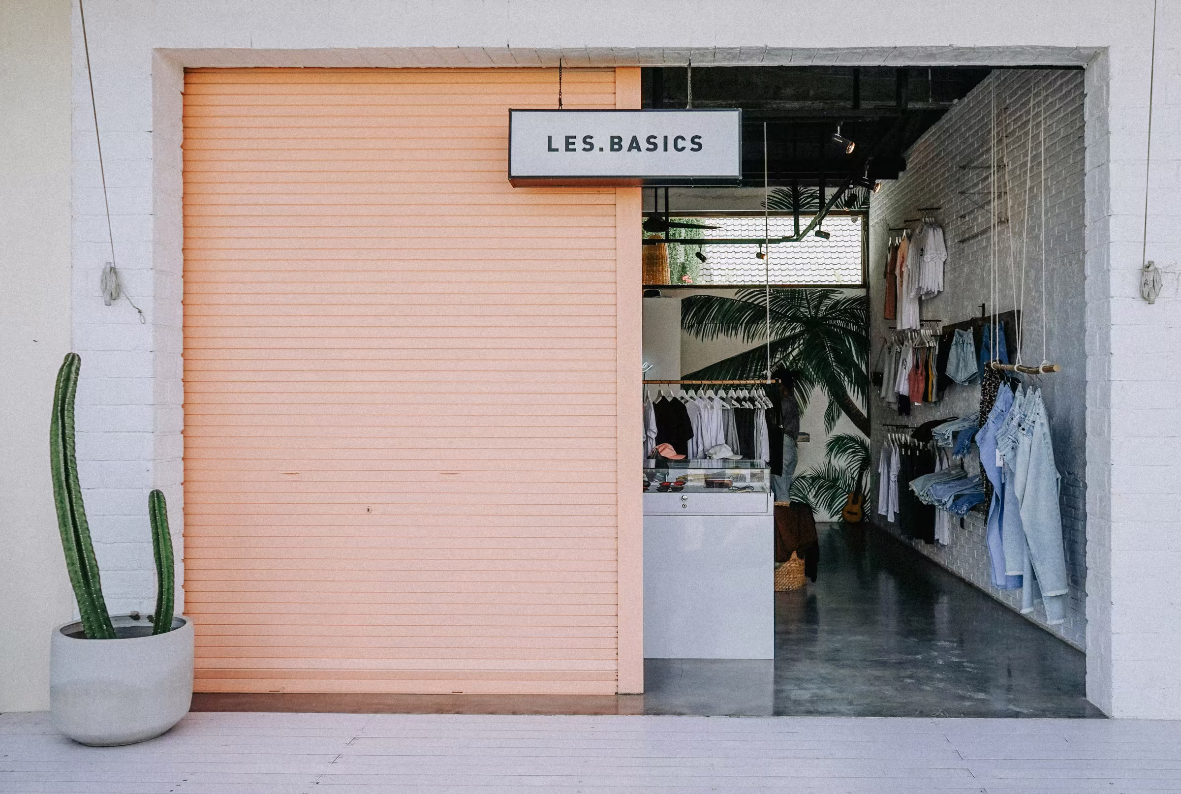 Les Basics storefront sign and shop interior